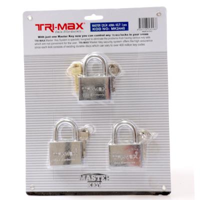 TRİMAX ASMA KİLİT MASTER ÇELİK 55 MM 3 LÜ SET