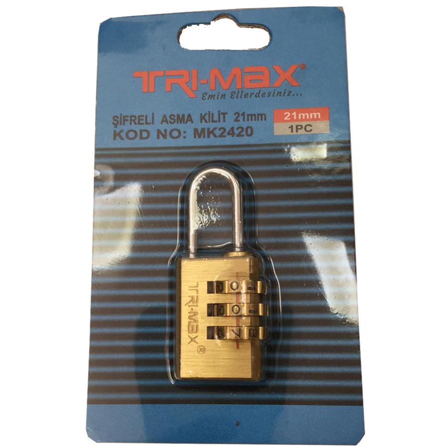 TRİMAX ŞİFRELİ ASMA KİLİT 21 MM MK2420