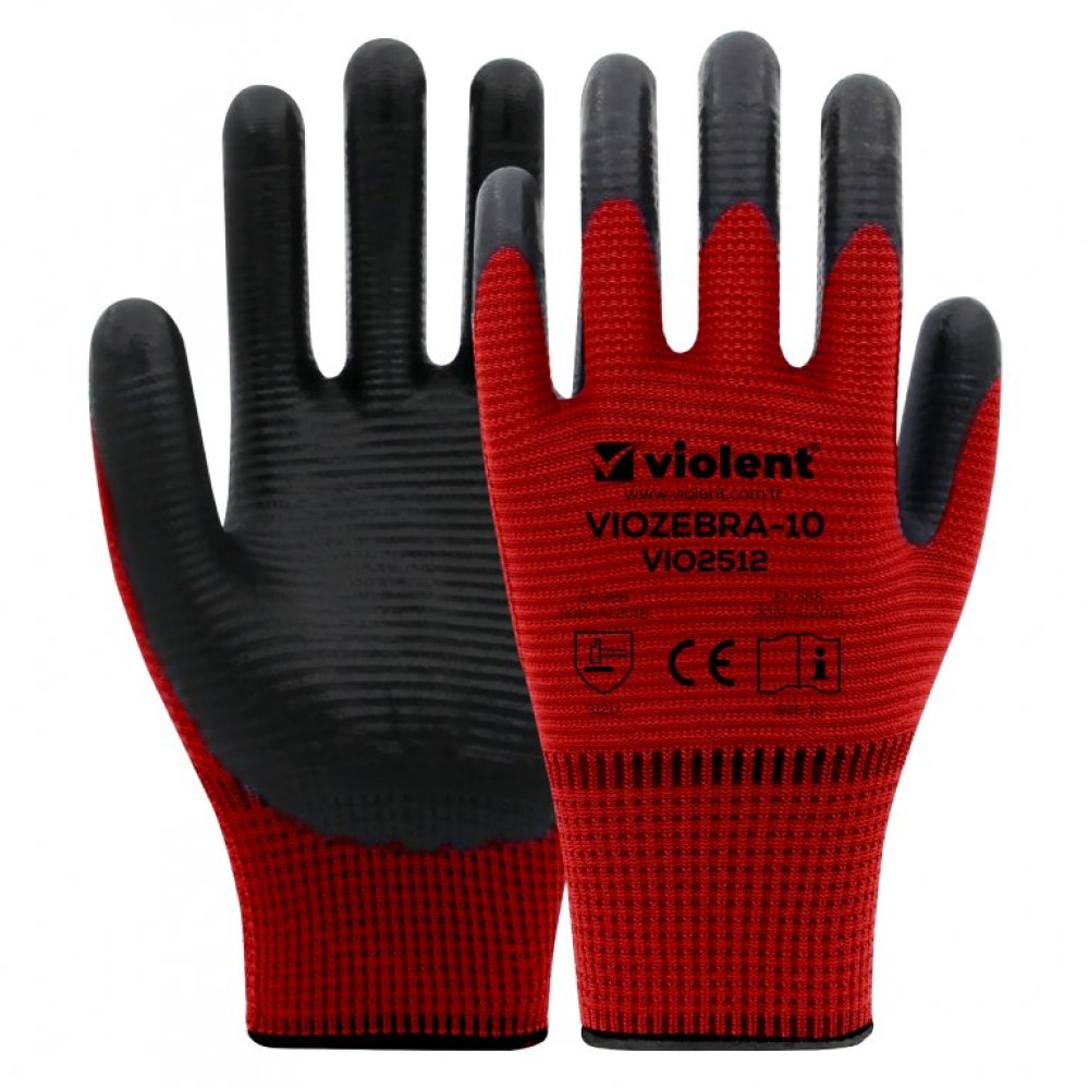 VİOZEBRA NİTRİL ELDİVEN KIRMIZI SİYAH NO:10 2512