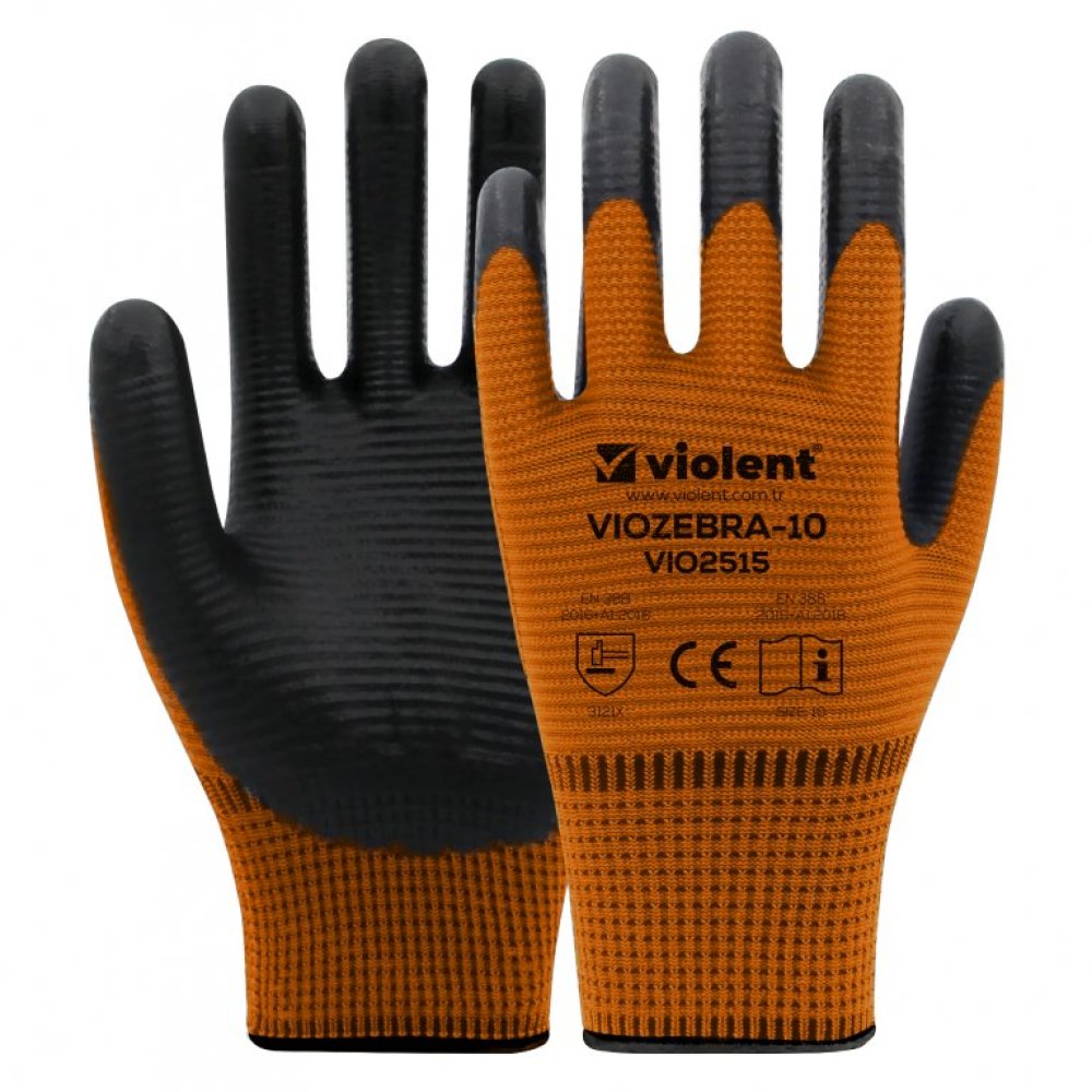 VİOZEBRA NİTRİL ELDİVEN TURUNCU SİYAH NO10 2515